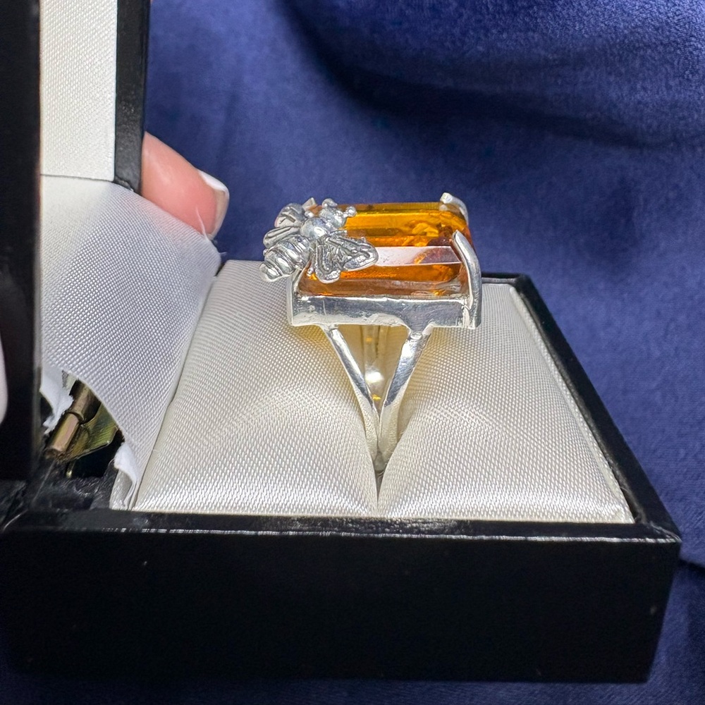 Ring Citrine Gemstone 925 Sterling Silver Honey Bee 🐝 - Picture 4 of 8